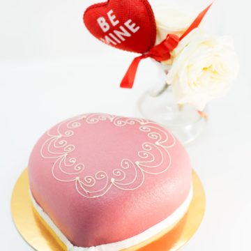 Heart-shaped Princess Cake with pink marzipan