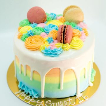 Rainbow Macaron Ombre Cake